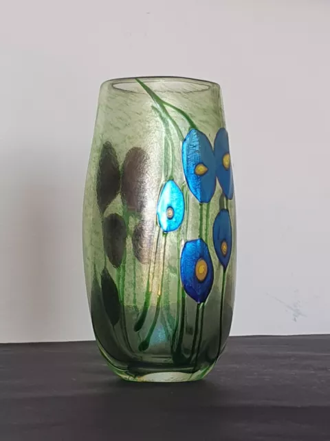British Glass - Norman Stuart Clarke Iridescent Vase, Signed & Dated '96 15cm