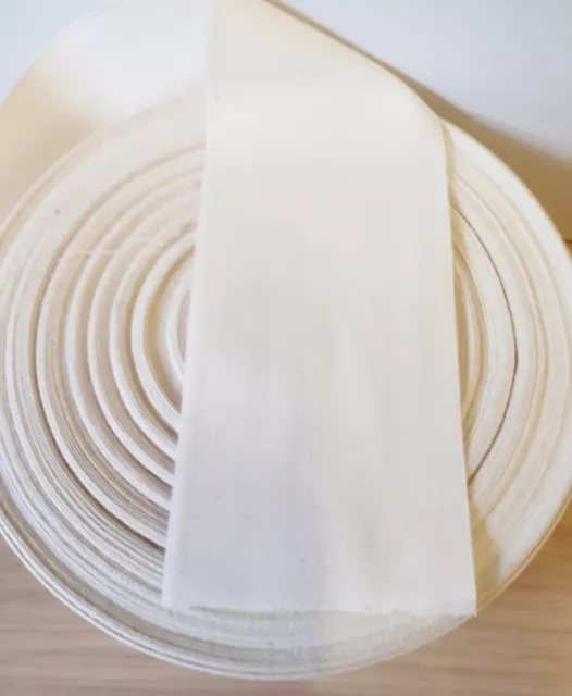 60mm Beige/Naturel Sangle Coton Tablier Gros-Grain Sergé Bruant Bande Couture