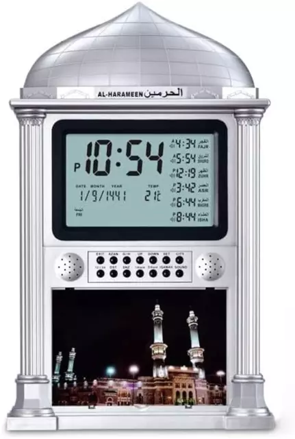 Praying Azan Alarm Clock with Complete Azan for USA Muslim Islamic Prayer Clock
