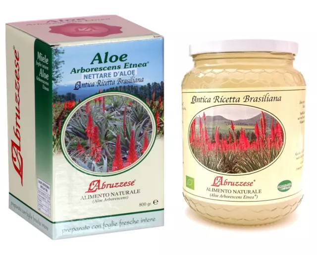 Succo Nettare di ALOE ARBORESCENS ETNEA SENZA ALOINA integratore biologico 800gr