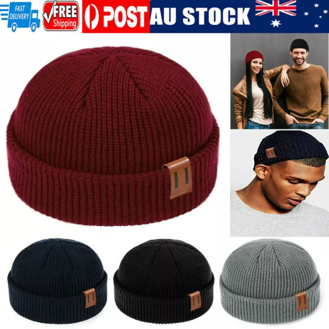 Men Women Mini Fisherman Beanie Hat Winter Soft warm Knitted Docker Skull Cap