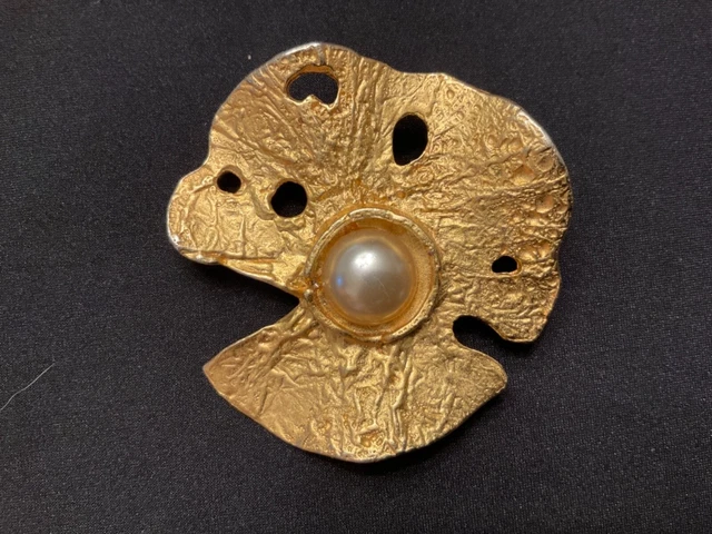 Broche Tulipe Vintage Céline T Saxe Paris - Métal Doré - Ancienne Et élégante