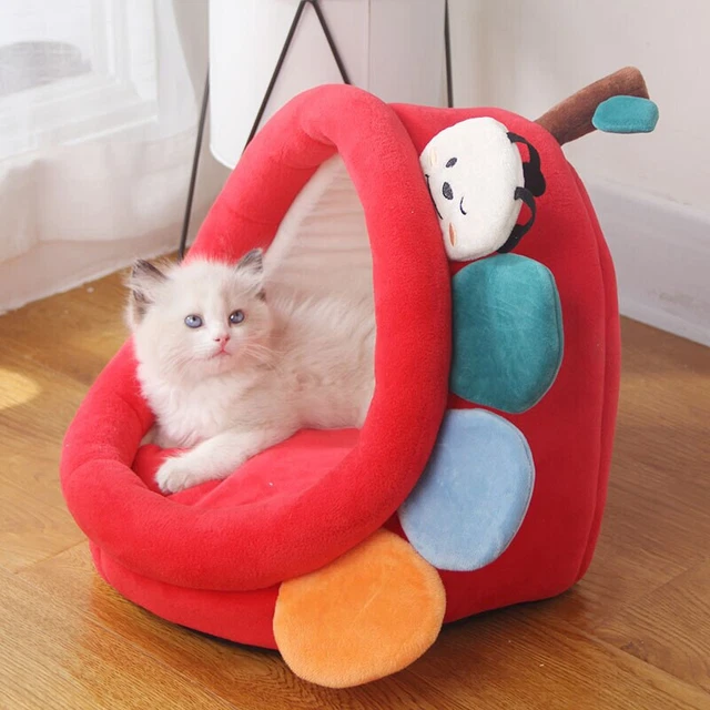 Warm Cat Bed Winter Pet House Deep Sleeping Tent Dog Puppy Cozy Cave Indoor Nest