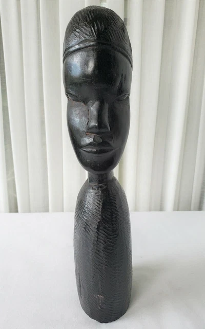 Vintage Hand Carved Ebony Wood African Sculpture, 9.5 inches tall - Tanzania