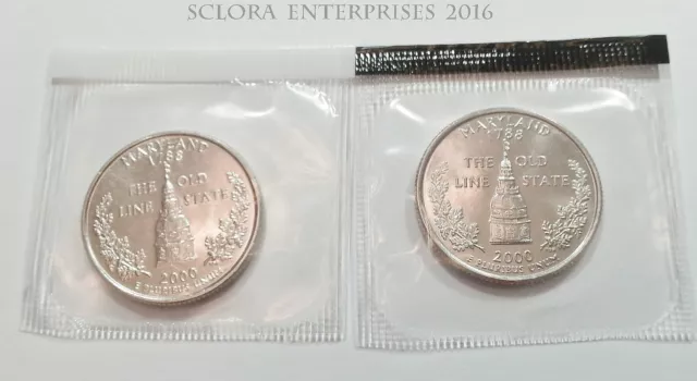 2000 P & D Maryland Quarter Set (2 Coins) *MINT CELLO*  **FREE SHIPPING**