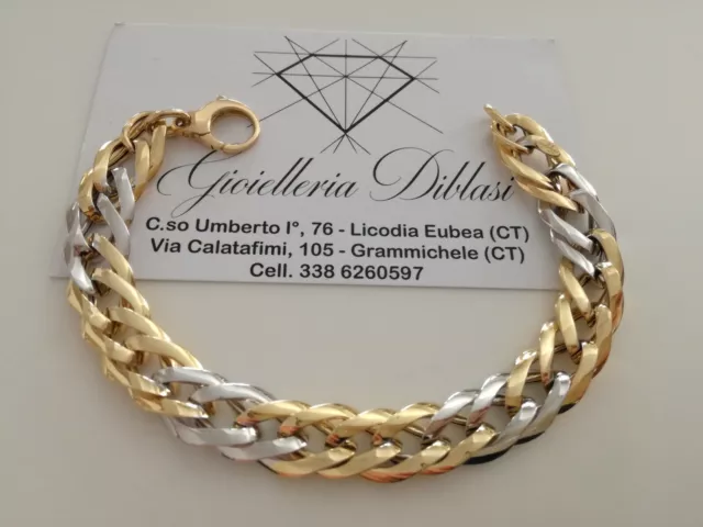 BRACCIALE In ORO Bicolore GIALLO e BIANCO Oro 18 Karati 750% Donna Made in italy