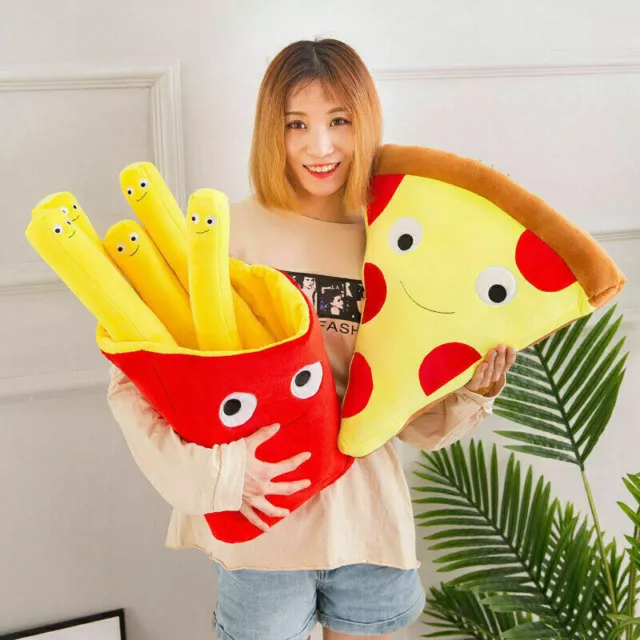 Kid Toy Food French Fries Cuddly Pizza Plush Pillow Soft Stuffed Cushion Gift UK