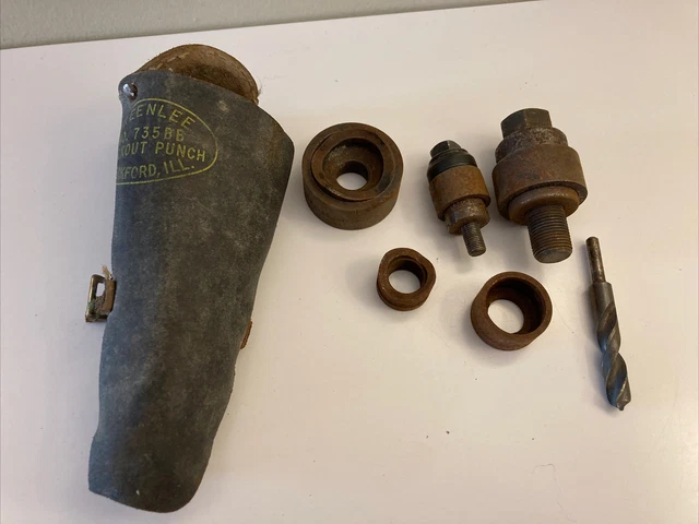 Vintage Greenlee No. 735BB Conduit Knockout Punch Set with Leather Case