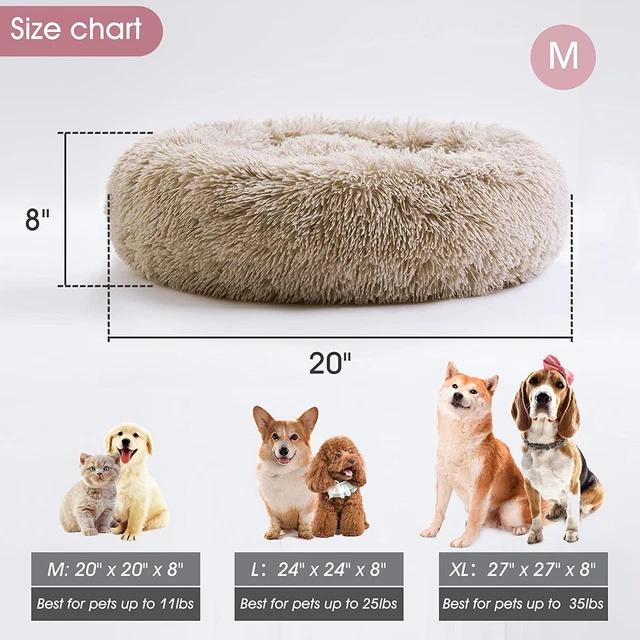 Calming Dog Bed & Cat Bed, Anti-Anxiety Donut Dog Cuddler Bed, Warming Cozy Soft