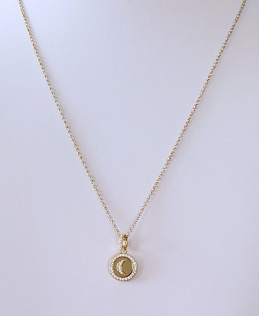Nadri 18k Gold Plated Cubic Zirconia Moon Disc Pendant 18" Necklace NEW Nadri 18k Gold Plated Cubic Zirconia Moon Disc Pendant 18" Necklace NEW