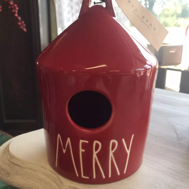 Rae Dun Christmas Red Merry birdhouse round Christmas 2019 By Magentia Decor