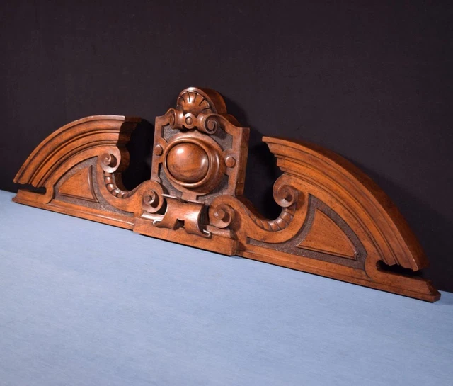*41" French Antique French Pediment/Crest in Solid Walnut Wood Salvage