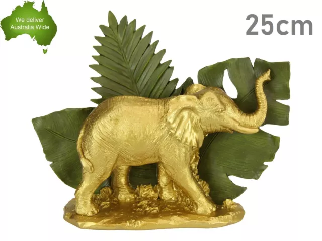 25cm Gold Jungle Elephant Home Decor Ornament Figurine Statue Sculpture Gift