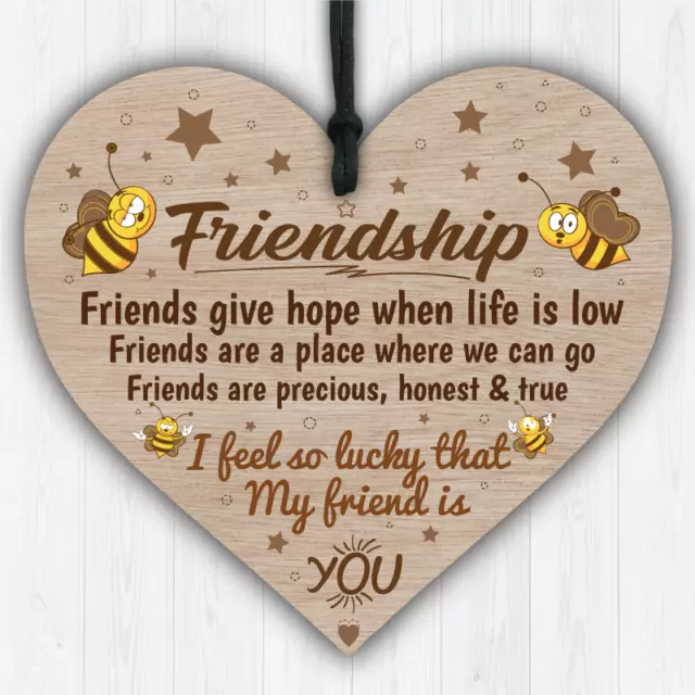 I'm Lucky My Friend Is You Wooden Hanging Heart Friendship Gift Best Friends 019