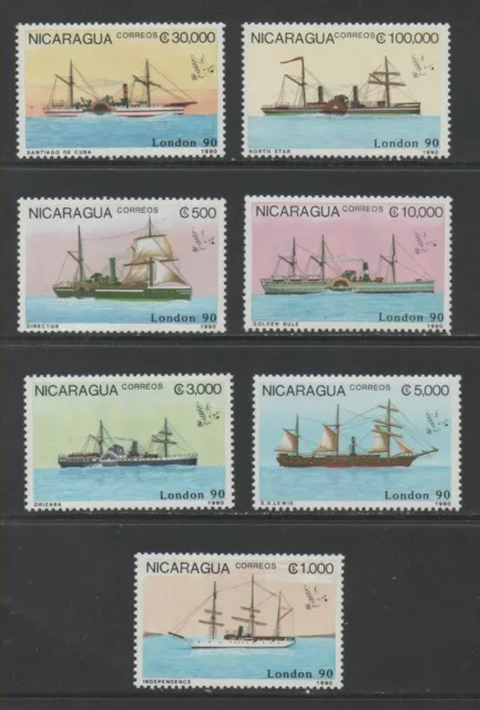 Thematic Stamps Transports - NICARAGUA 1990 LONDON. SHIPS 7v mint