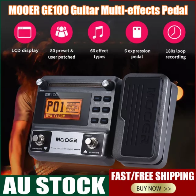 Mooer GE-100 Guitar Multi Effects Processor Pedal with Looper & Expression