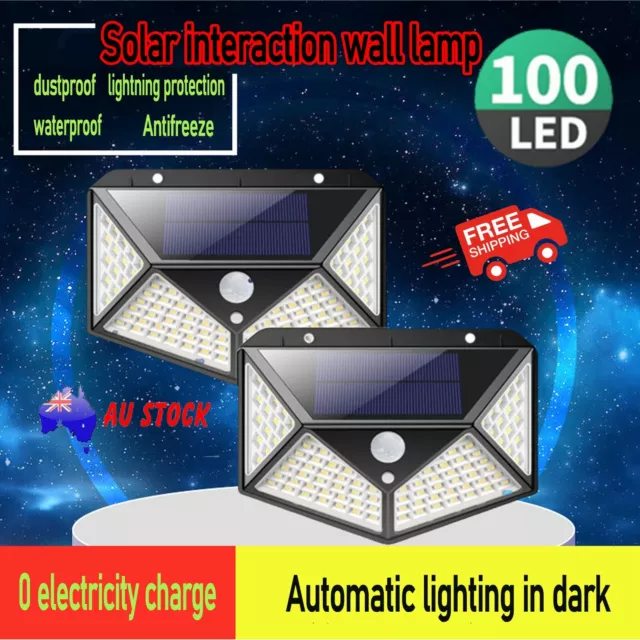 100 LED Solar Power Light PIR Motion Sensor Garden Security Wall Lamp Home