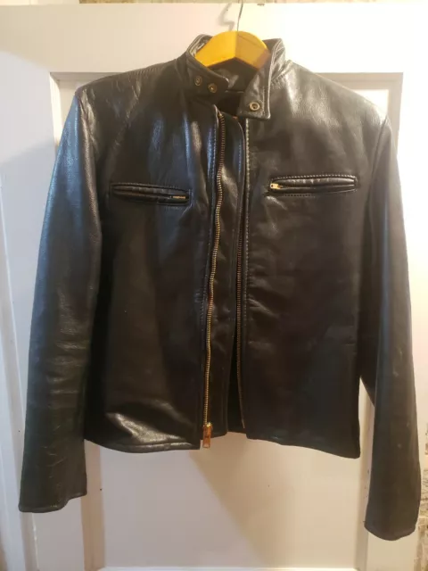 Lesco Leathers Black Jacket Vintage 60s 70s Cafe Racer Style Jacket 42 w/ Liner