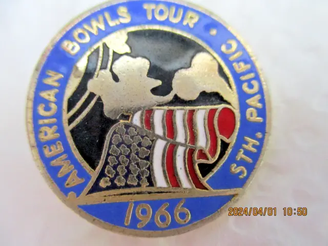 1966 American Bowls Tour Sth Pacific Badge Denham Neal & Treloar