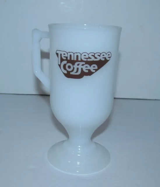 Tennessee Coffee George Dickel Milk White Glass Pedestal Cup Mug