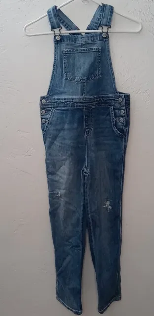 Cat Jack Girls Size 10/12 Denim Distressed Straight Jean Overalls