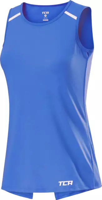 TCA Womens Crossback Cooling Training Vest Tank Top Gym Workout High Neck - Blue