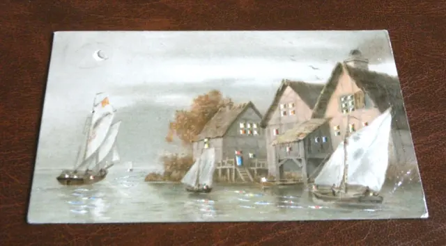 Original  Hold To Light Novelty Postcard - Sailing Boats.