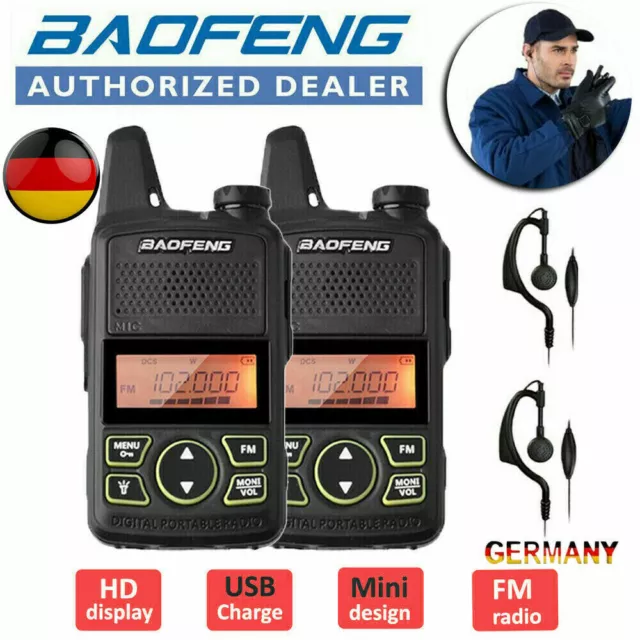 2Tlg Baofeng Bf-T1 Sprechfunkgeräte Uhf Handfunkgerät Walkie Talkies Mit Headset