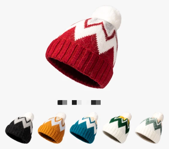 Europe and America Venonat knitted hat cony hair jacquard weave knitted hat