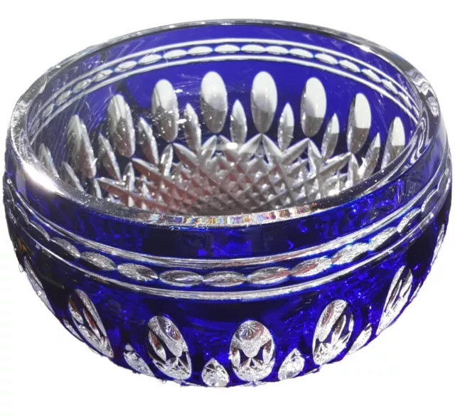 Vtg Beautiful Designer Signed Waterford Cobalt Blue Cut Crystal Bowl Clarendon