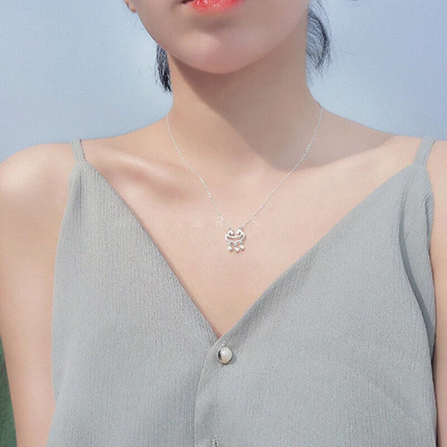 Fashion 925 Silver Filled Lock Pendant Chain Necklace Womens Girl Jewelry Choker
