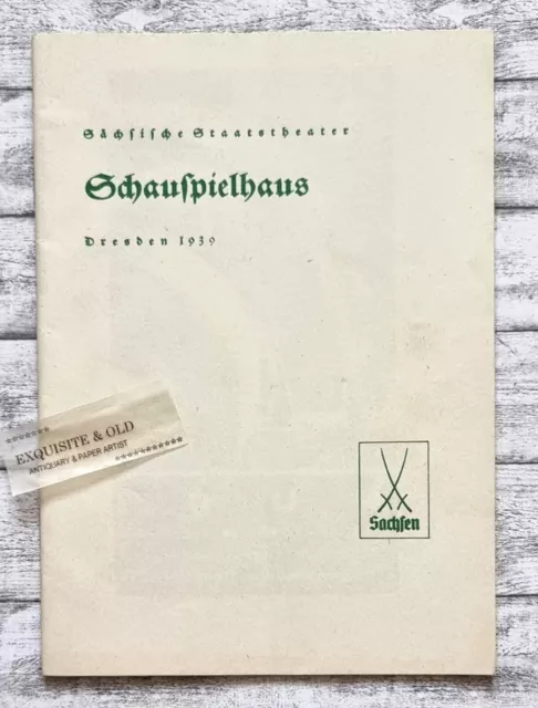 1939 Sächsische Staatstheater Schauspielhaus Dresden Broschüre Werbung Reklame