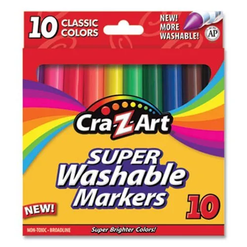Cra-z-art Washable Markers, Broad Bullet Tip, Assorted, 10/Set (CZA1000224)