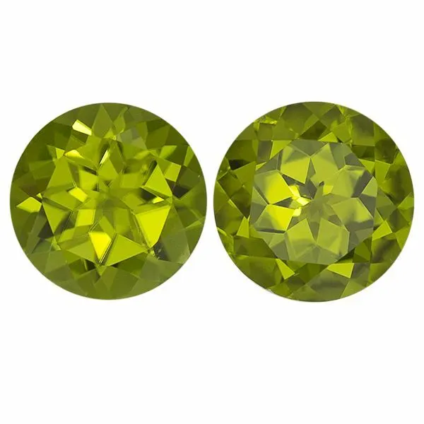 Pair Natural Fine Rich Green Peridot - Round - Arizona - AAA Grade