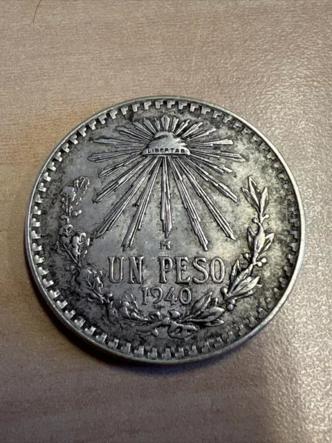 Monnaie Argent Mexique Un Peso 1940 - 34 mm - 16,6 g