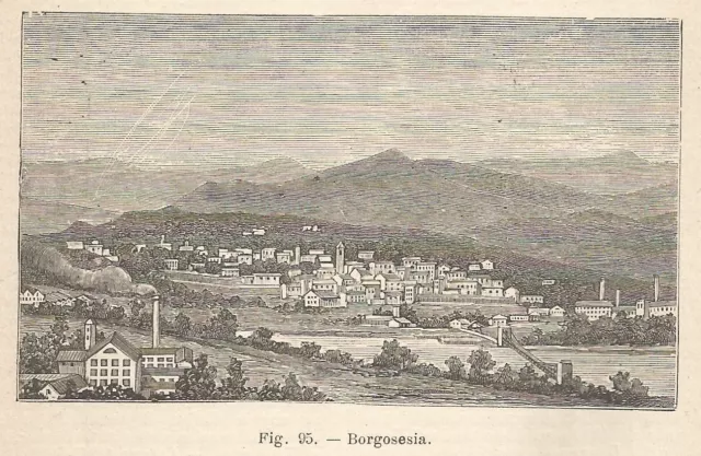 B1592 Borgosesia - Panorama - Gravur Antike Der 1924