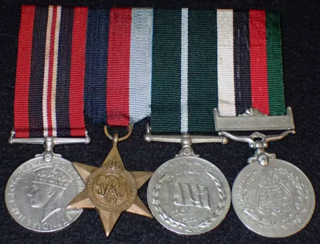 WWII - 1950s British Pakistani Army Corps 4 Medals Bar Named 1956 Pakistan Medal