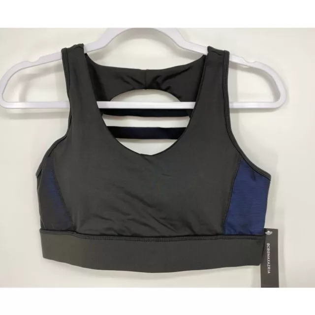 BCBGMAXAZRIA Womens Black Perry Blue Sports Bra NEW Size: Large 3