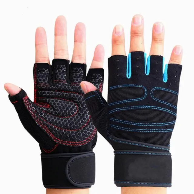 Women Men Gym Gloves With Wrist Wrap Workout Weight Lifting Fitness Exercise