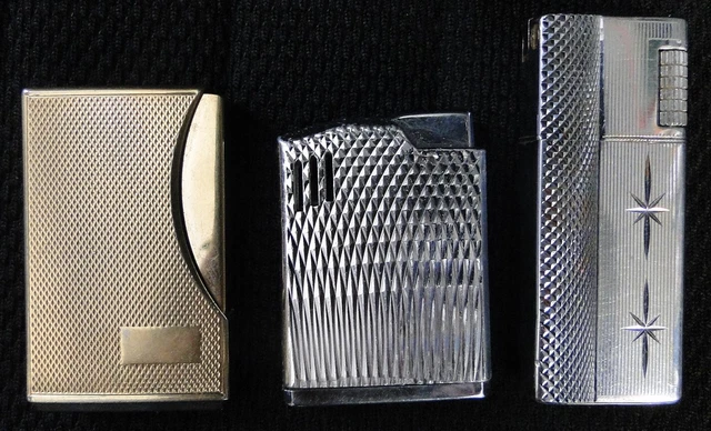 Lot De 3 Briquets Anciens A Gaz . Lighter. Feuerzeug. Accendino
