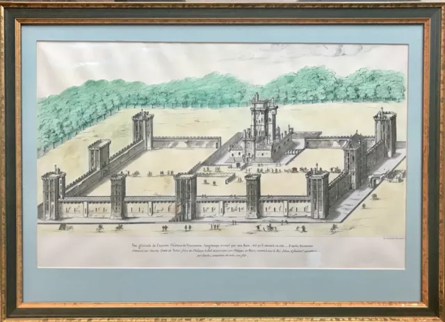 Vue du Chateau de Vincennes en 1561. Gravure au burin, sans nom de graveur