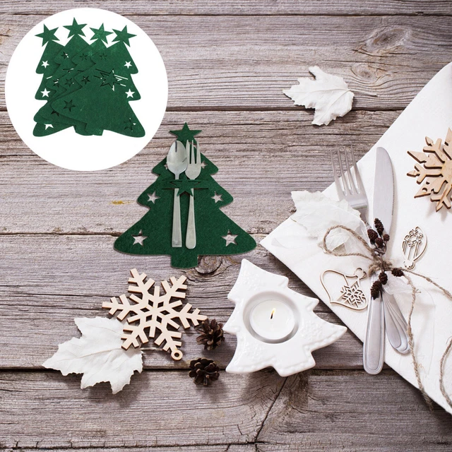 4 Pcs Weihnachtsbaumbesteck Stoff Weihnachtsgeschirr Abdeckung