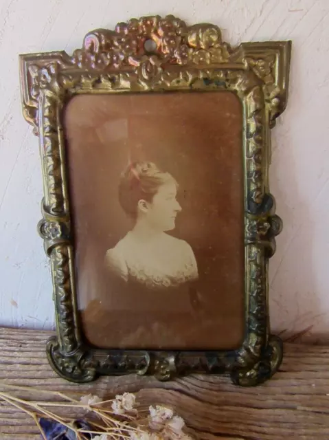 CUTE ! FRENCH ANTIQUE XIX th. C. METAL PICTURE FRAME