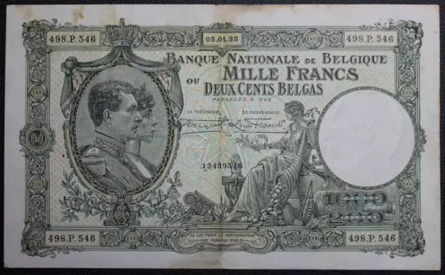 Belgique - Belgium - Billet de 1000 Francs ou 200 Belgas du 5/1/1935