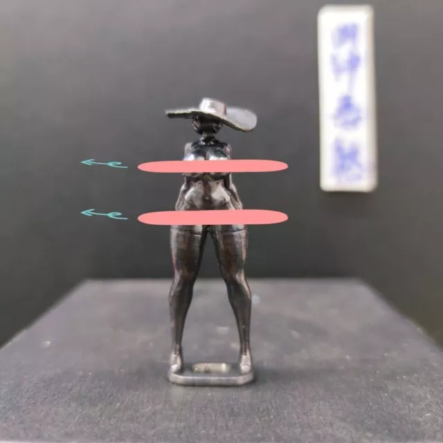 Black Chinese Bronze Statue Hand-carved Nude Girl Statue Body Art Ornaments