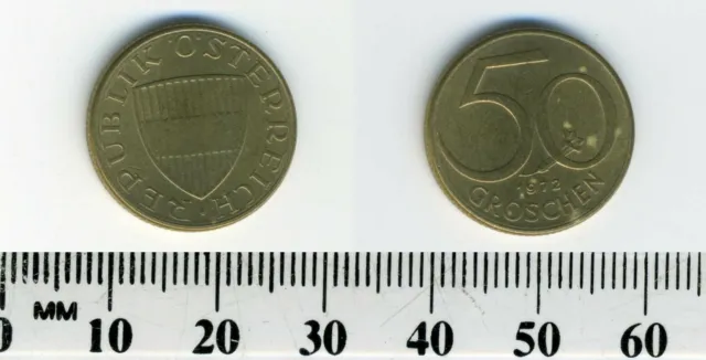 Austria 1972 - 50 Groschen Aluminum-Bronze Coin - Austrian Shield 4