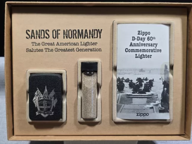 2004 Zippo Sands of Normandy Lighter Set, 60th D-Day Anniversary Edition in Box