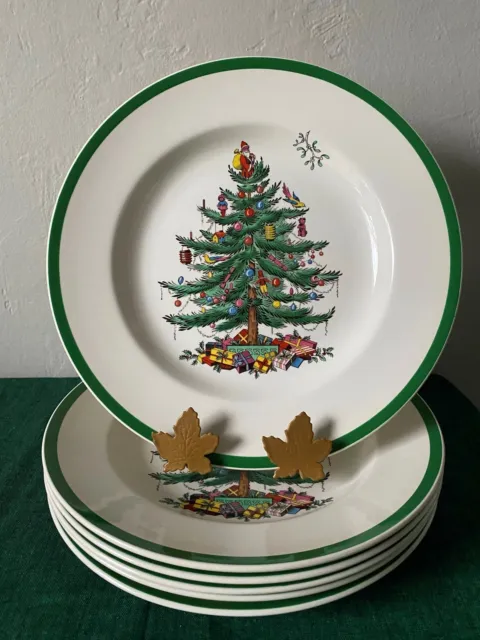 Spode CHRISTMAS TREE Set of 6 x Dinner Plates ENGLAND
