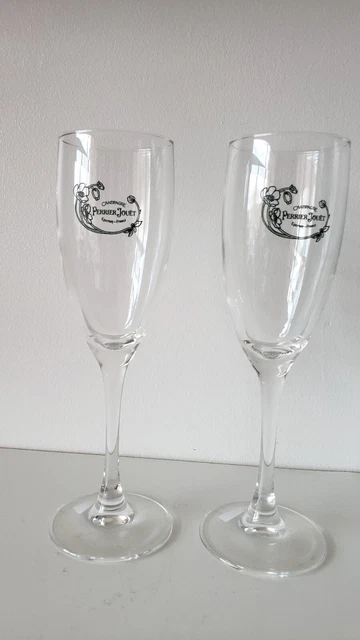 2 flûtes à champagne publicitaires Perrier Jouet Epernay France en parfait état