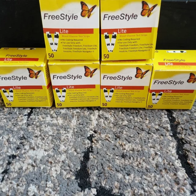 LOTE DE 6 CAJAS: 50 tiras reactivas de glucosa Freestyle Lite EXP 06/23